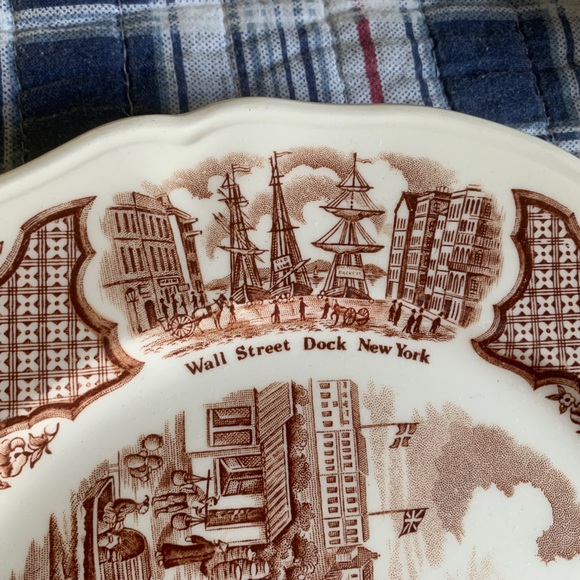 Vintage Plate NY Wall Street Dock Fair Winds by Alfred Meakin Transfer - Picture 3 of 7